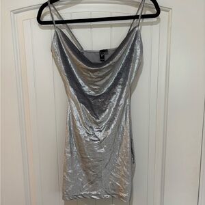 Windsor Silver Cowl Neck Mini Dress